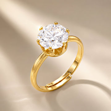 PRAO Ring Anti-Tarnish Gold Plated AD Solitaire (Adjustable Size)