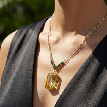 PRAO Necklace Anti-Tarnish V-Shape Pendant Set with Earrings