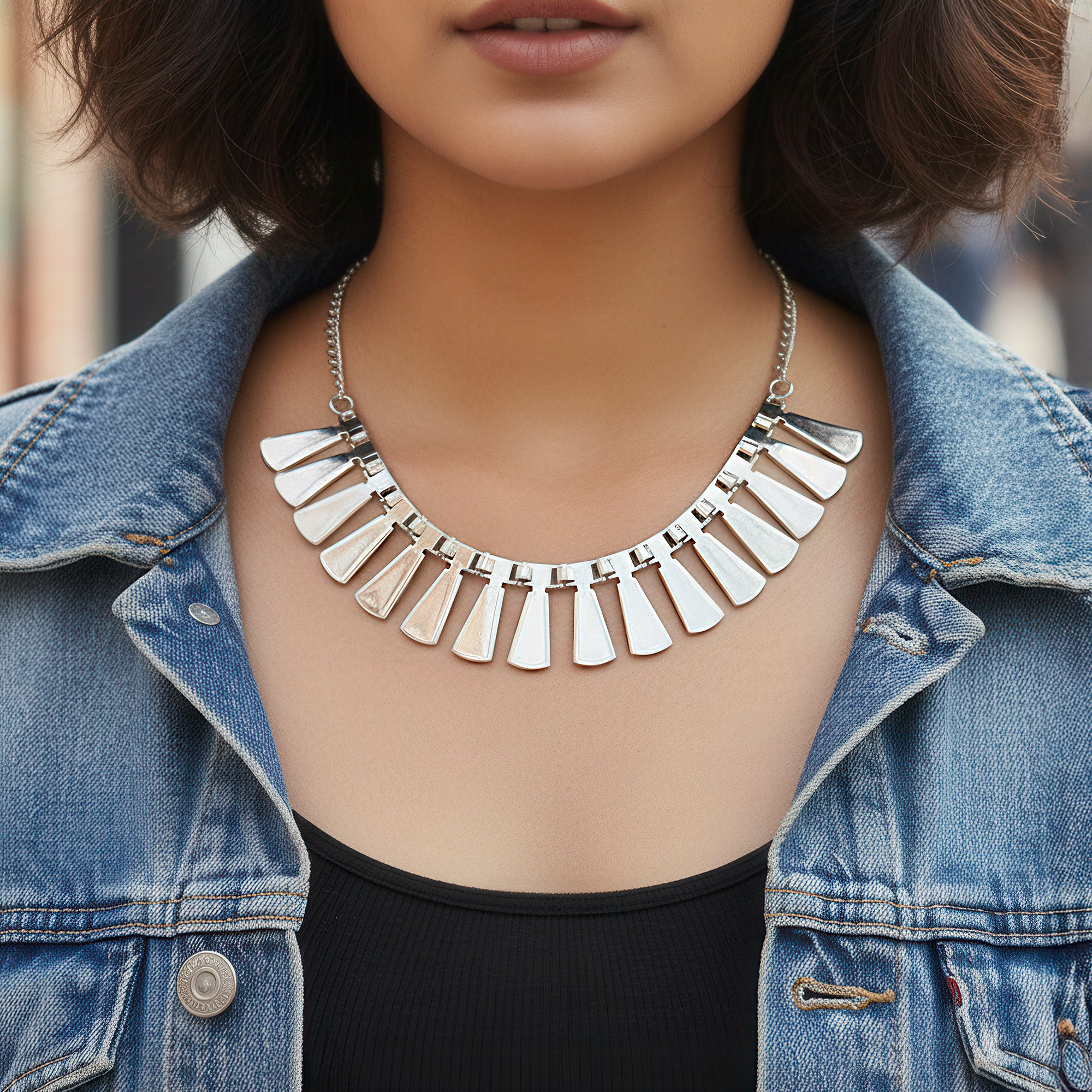 PRAO Anti-Tarnish Tribal Statement Necklace