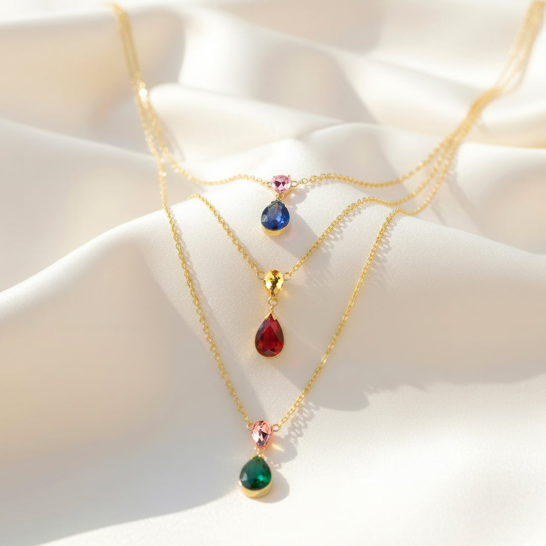 PRAO Anti-Tarnish Triple-Layer Drop Necklace
