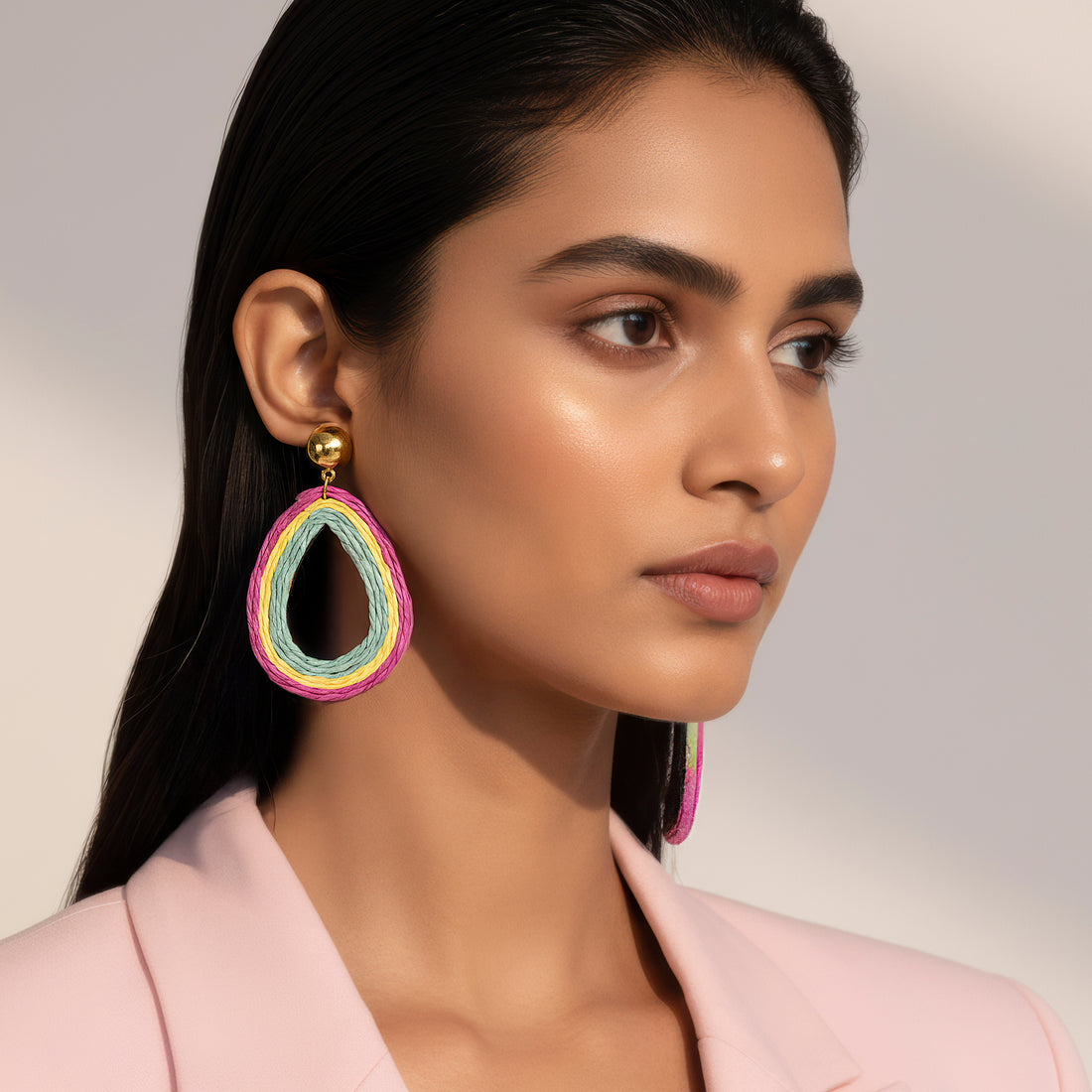 PRAO Earrings Multicoloured Premium Quality Raffia Danglers