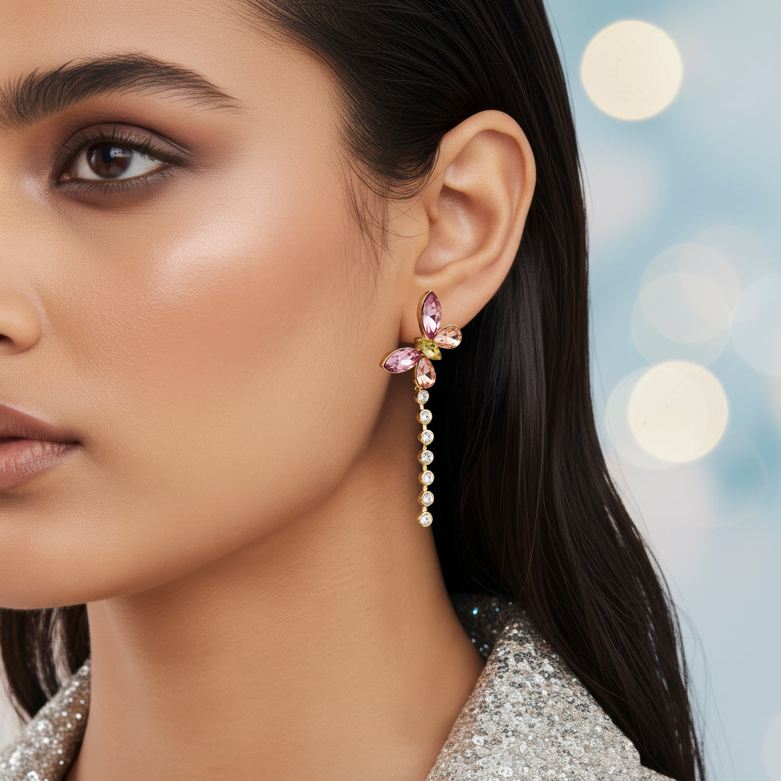 PRAO Anti-Tarnish Crystal Butterfly Earrings