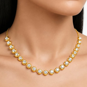 PRAO Necklace Anti-Tarnish Gold Plated AD Set
