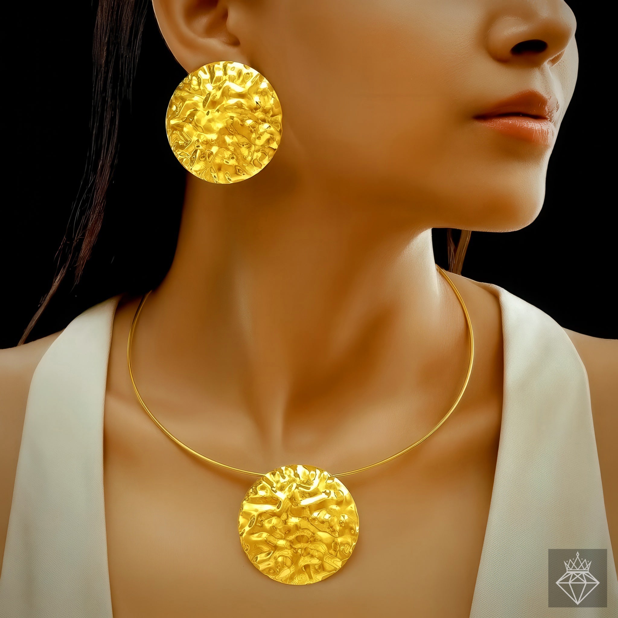 PRAO Anti-Tarnish Gold Plated  Necklace Set With Earrings