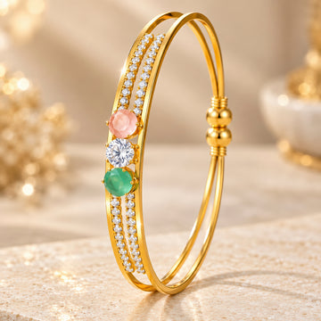 PRAO Bracelet Anti-Tarnish Gold Plated Multicoloured Bangle (Adjustable Size)