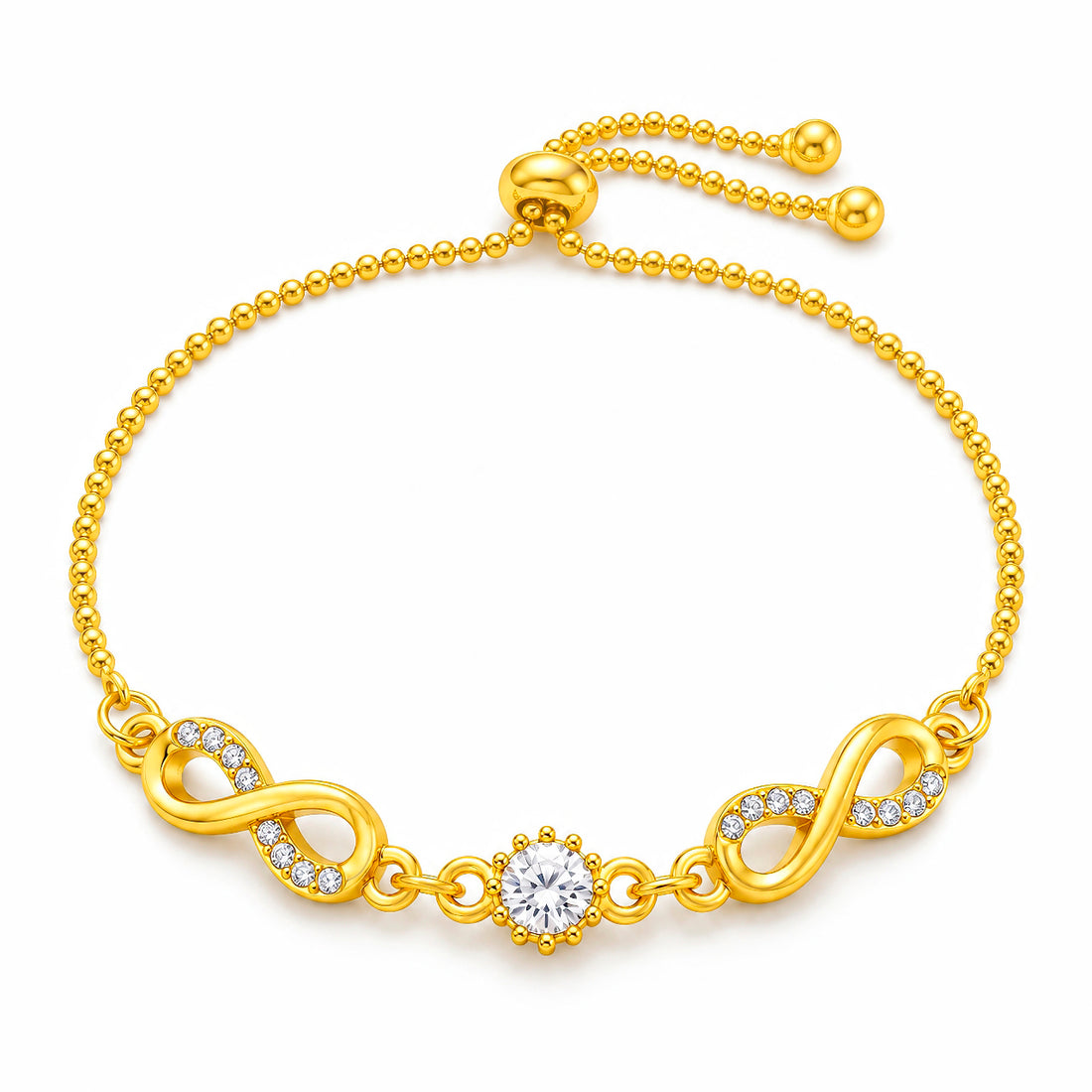 PRAO Bracelet Anti-Tarnish Infinity & Crystal Chain (Adjustable Size)