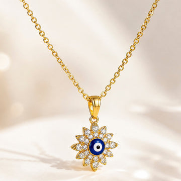 PRAO Necklace Anti-Tarnish Sunburst Evil Eye
