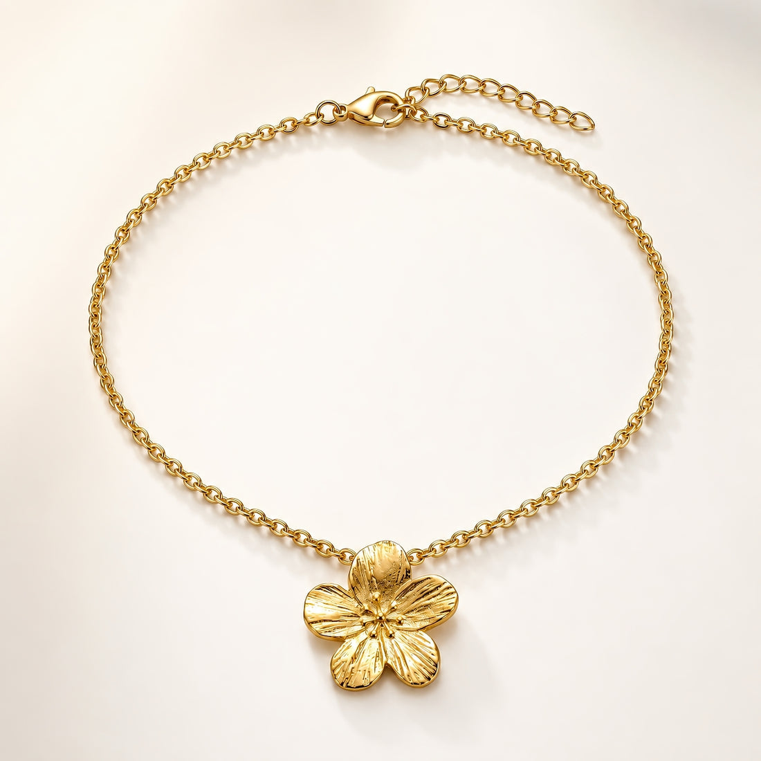 PRAO Necklace Anti-Tarnish Golden Flower Set