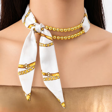 PRAO Necklace Cum Bracelet Anti-Tarnish Bead Silk Scarf