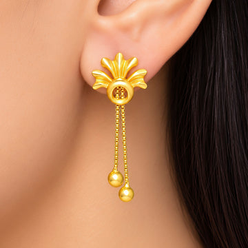 PRAO Earrings Anti-Tarnish Floral Chain Bead Dangle