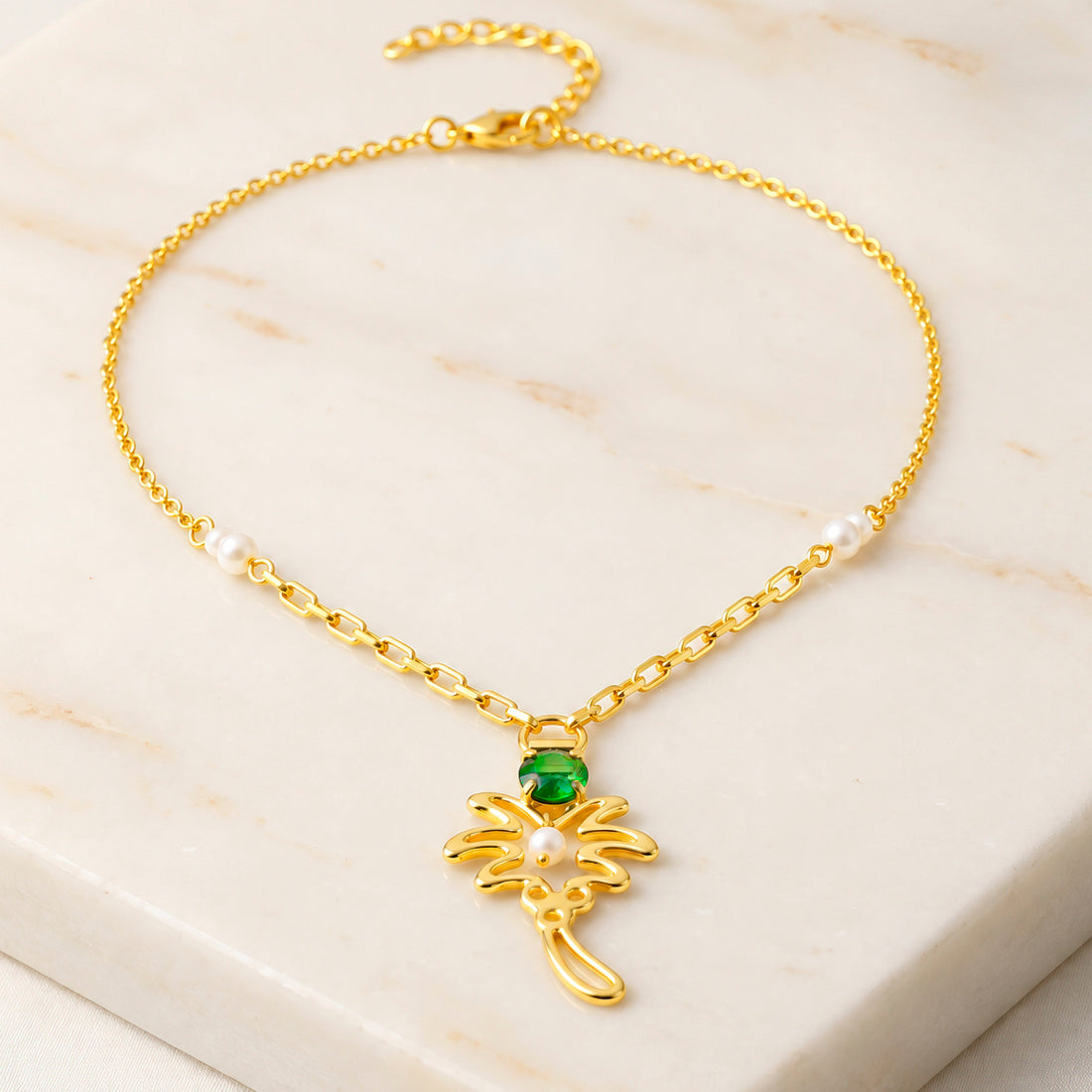 PRAO Necklace Anti-Tarnish Gold Plated chain Pendant Set