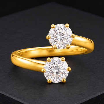 PRAO Ring Anti-Tarnish Gold Plated American Diamonds (Adjustable Size)