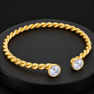 PRAO Bracelet Anti-Tarnish Twisted Crystal Cuff (Adjustable Size)