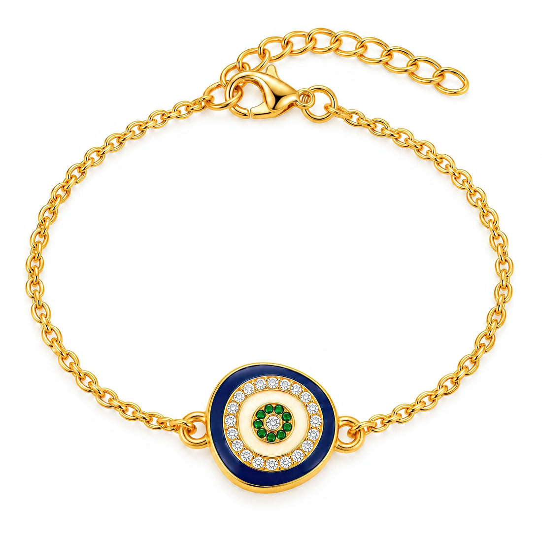 PRAO Bracelet Anti-Tarnish Blue Evil Eye Crystal (Adjustable Size)