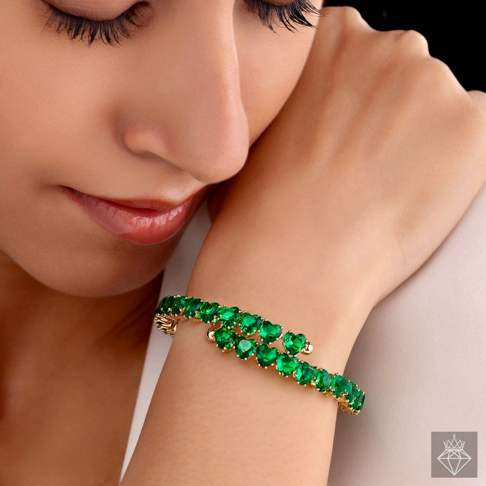 Anti-Tarnish Emerald Heart Bracelet