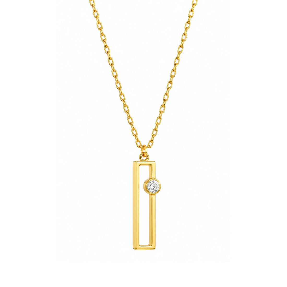 PRAO Necklace Anti-Tarnish Gold Plated Rectangular Frame