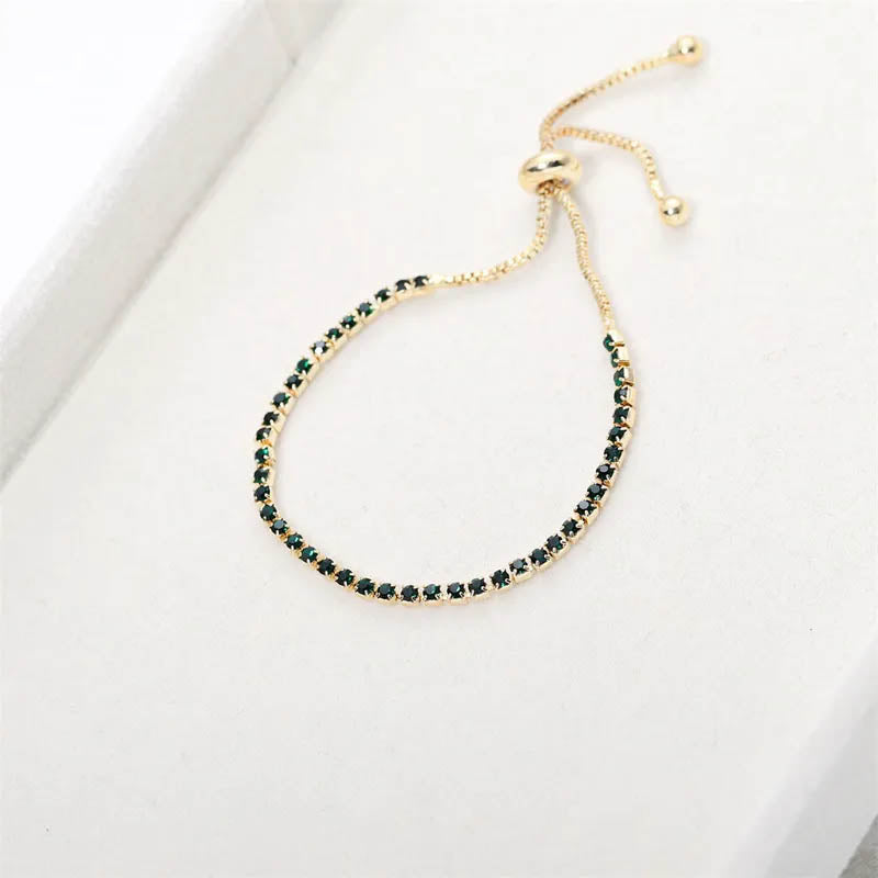 PRAO Anti-Tarnish Green Crystal Adjustable Tennis Bracelet✨