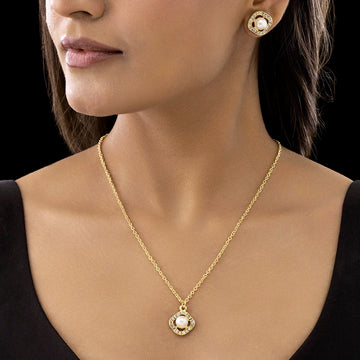 PRAO Necklace Waterproof Pearl Studded Set With Earrings