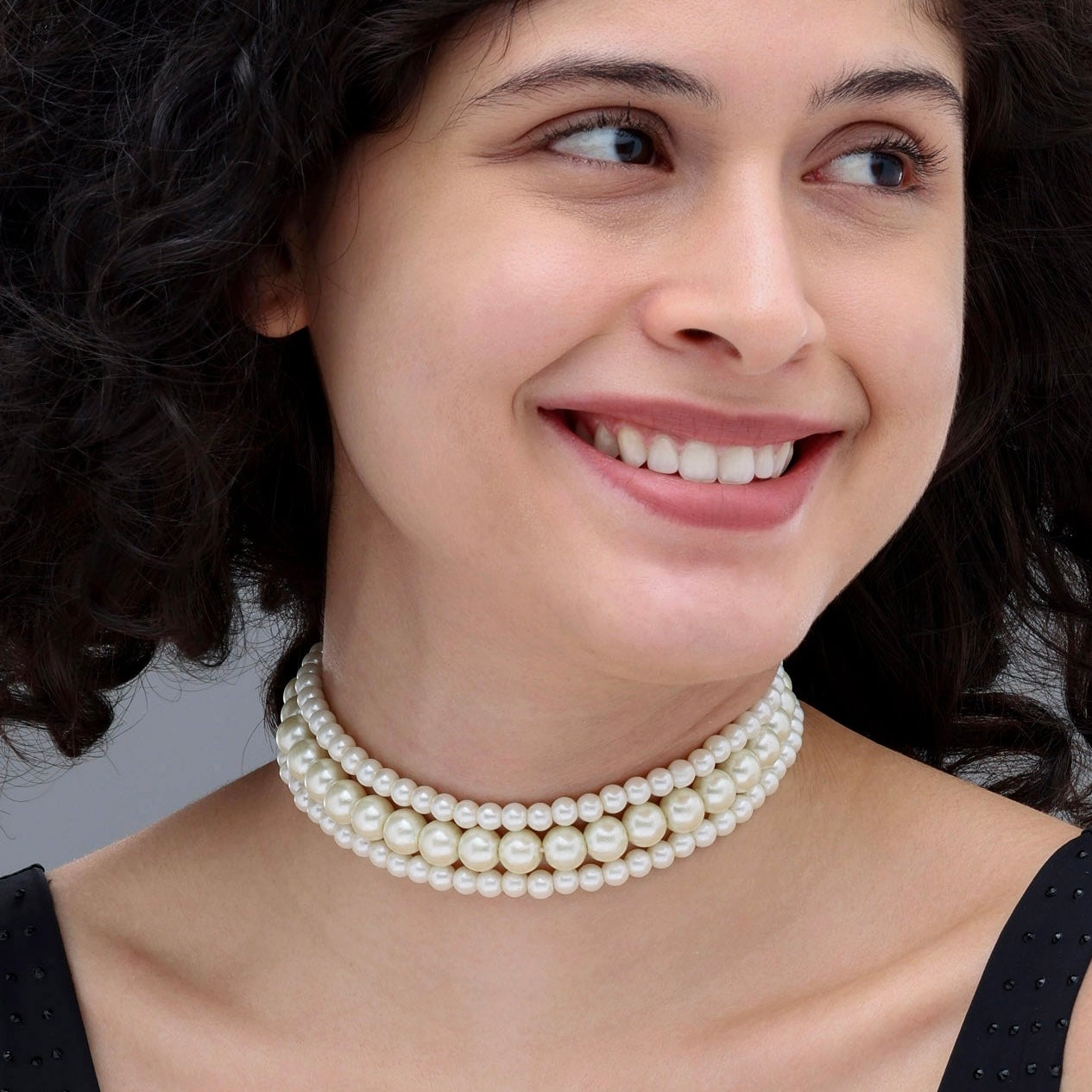 PRAO Triple Layer Pearl Choker Necklace Set✨