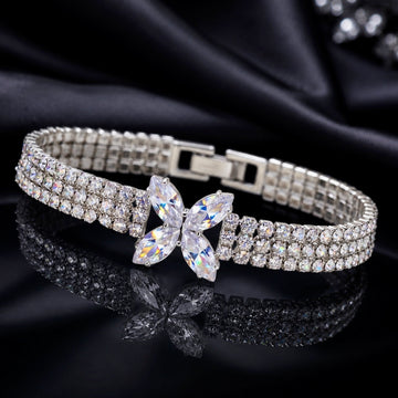 PRAO Bracelet Anti-Tarnish Marquise Crystal Butterfly (Adjustable Size)