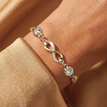 PRAO Bracelet Anti-Tarnish Infinity & Crystal Chain (Adjustable Size)