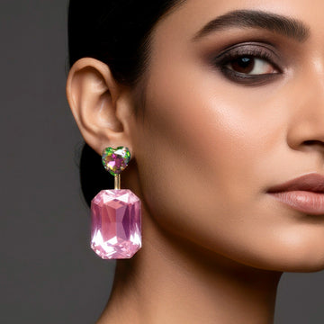 PRAO Anti-Tarnish Convertible Rainbow Heart & Crystal Earrings