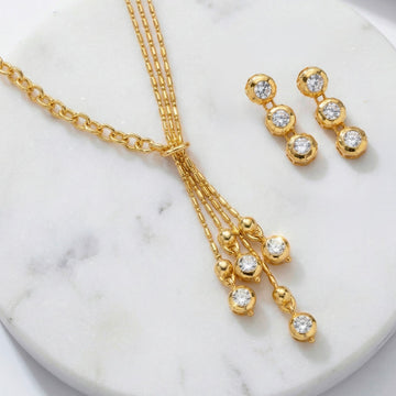 PRAO Necklace Anti-Tarnish High Fashion Crystal Set With Earrings