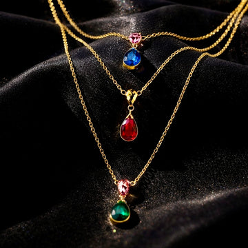 PRAO Necklace Waterproof Triple-Layer Multicoloured Crystal Set