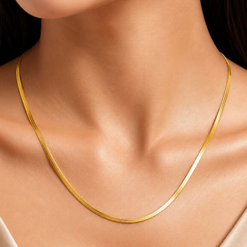 PRAO Necklace Anti-Tarnish Gold Plated Snake Chain
