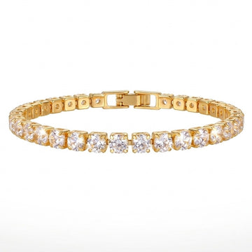 Anti-Tarnish Bracelet Gold Plated Single Line American Diamonds Bangle (Adjustable Size)