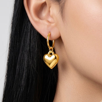 PRAO Earrings Anti-Tarnish Gold Plated Heart Drops