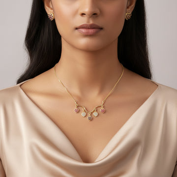 PRAO Necklace Anti-Tarnish Mini Heart Charms Set With Earring