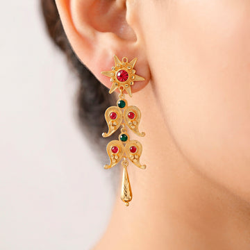 PRAO Earrings Anti-Tarnish Ethnic Paisley Danglers