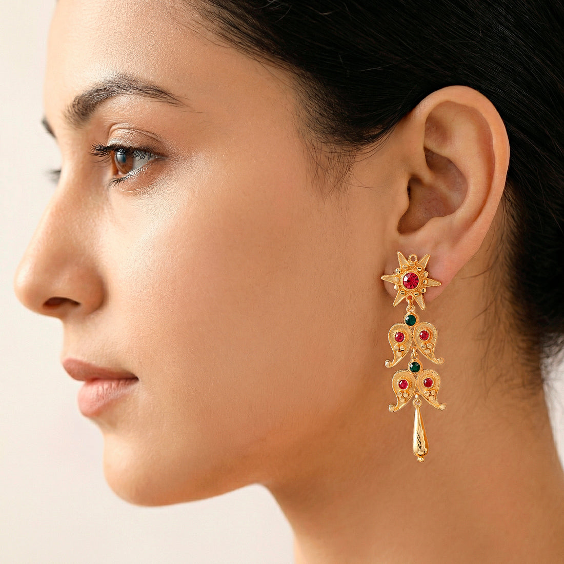 PRAO Earrings Anti-Tarnish Ethnic Paisley Danglers