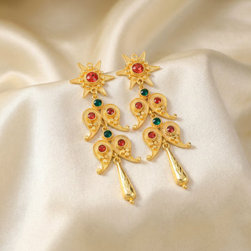 PRAO Earrings Anti-Tarnish Ethnic Paisley Danglers