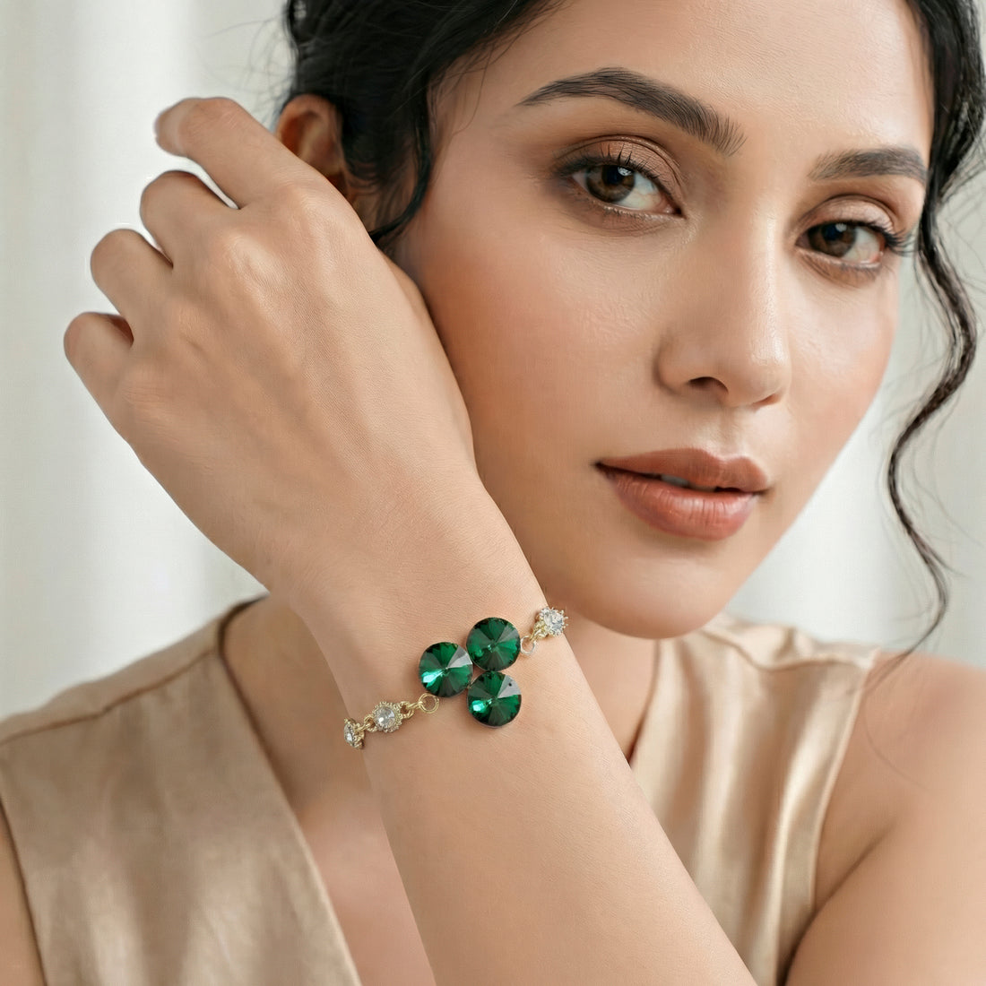 PRAO Bracelet Anti-Tarnish Club-Shaped Crystal Chain