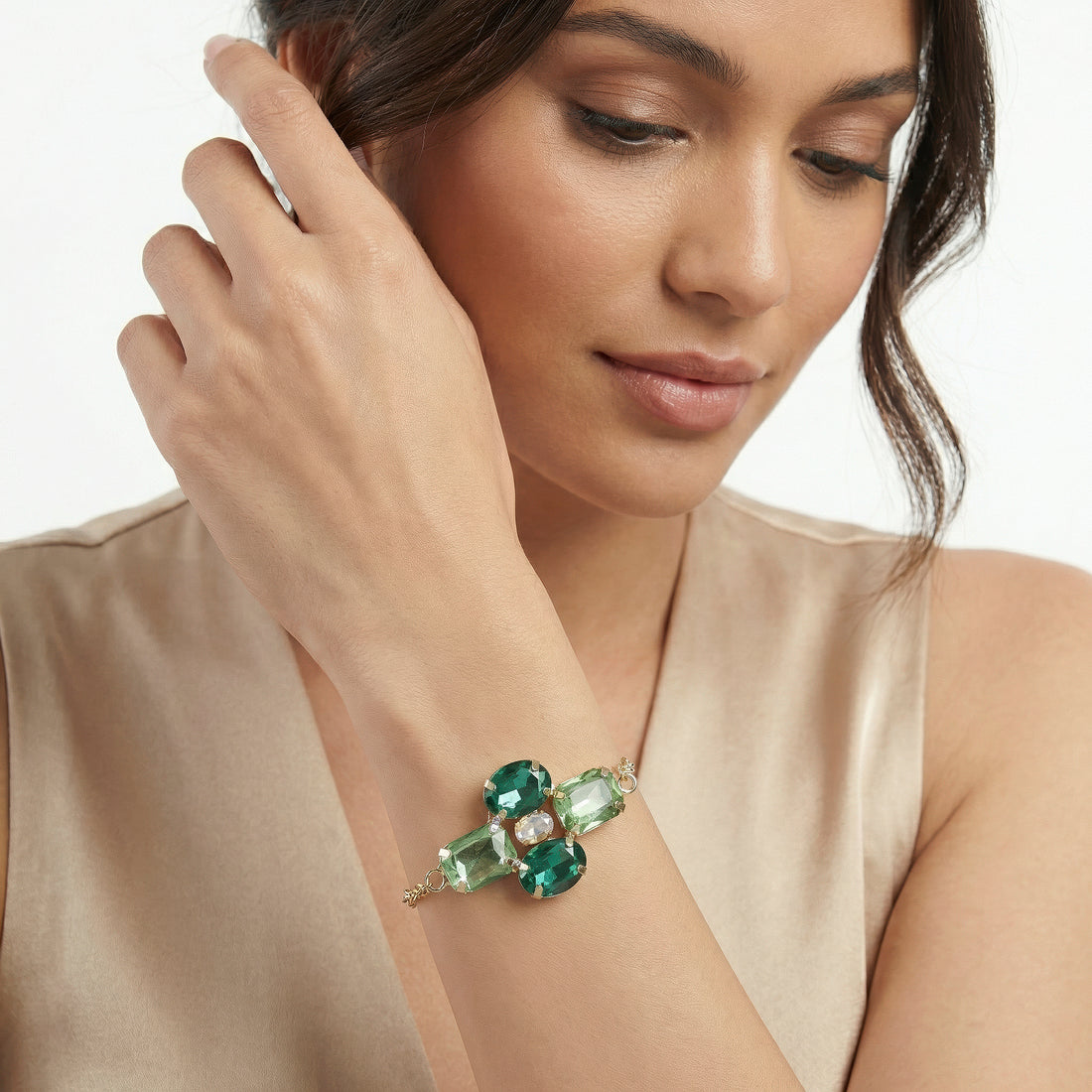 PRAO Bracelet Anti-Tarnish Geometric Crystal Chain