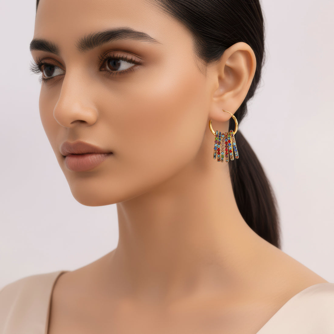PRAO Earrings Anti-Tarnish Versatile Multilayer Crystal Hoops - Do it Yourself!