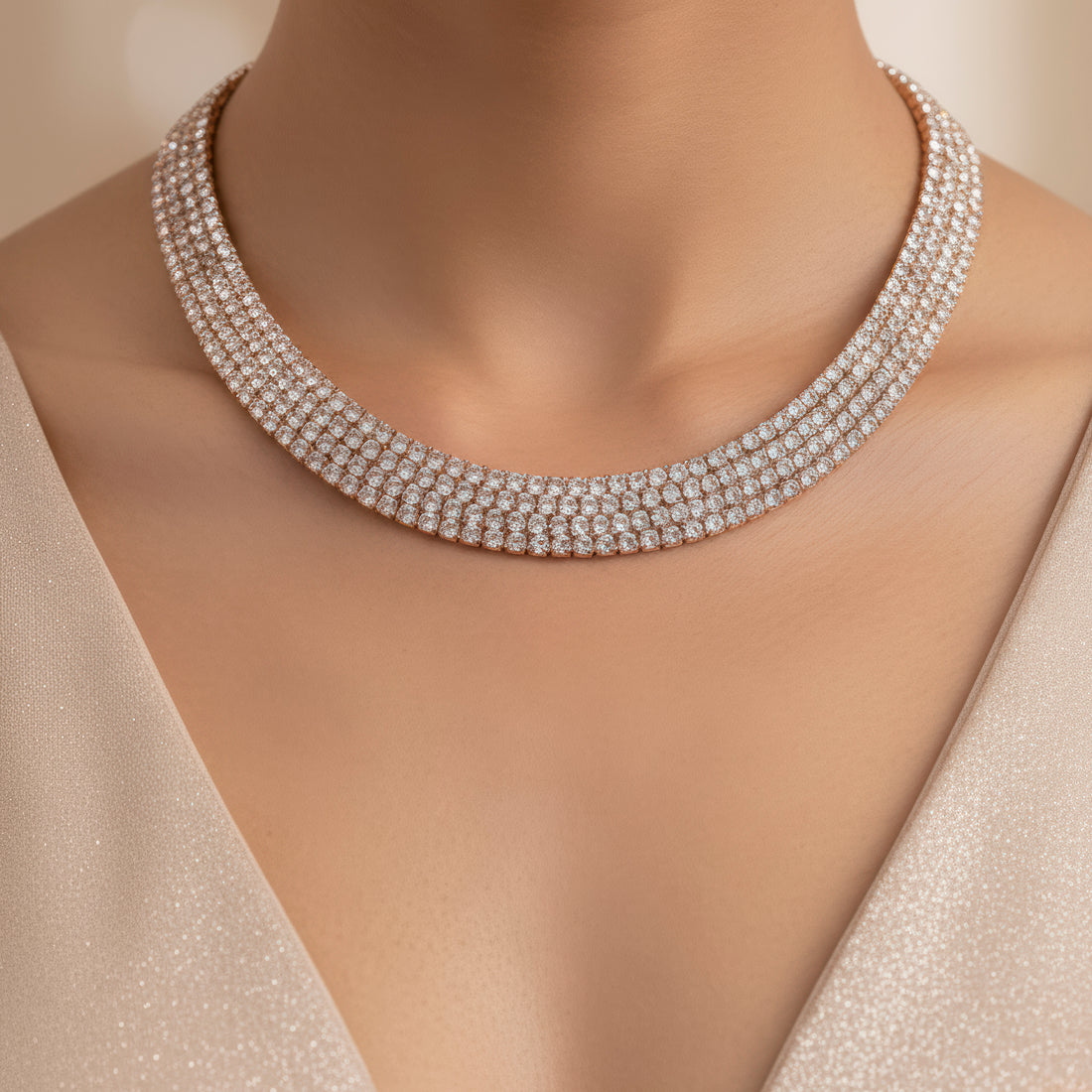 PRAO Necklace Anti-Tarnish Rhinestone Set With Earrings