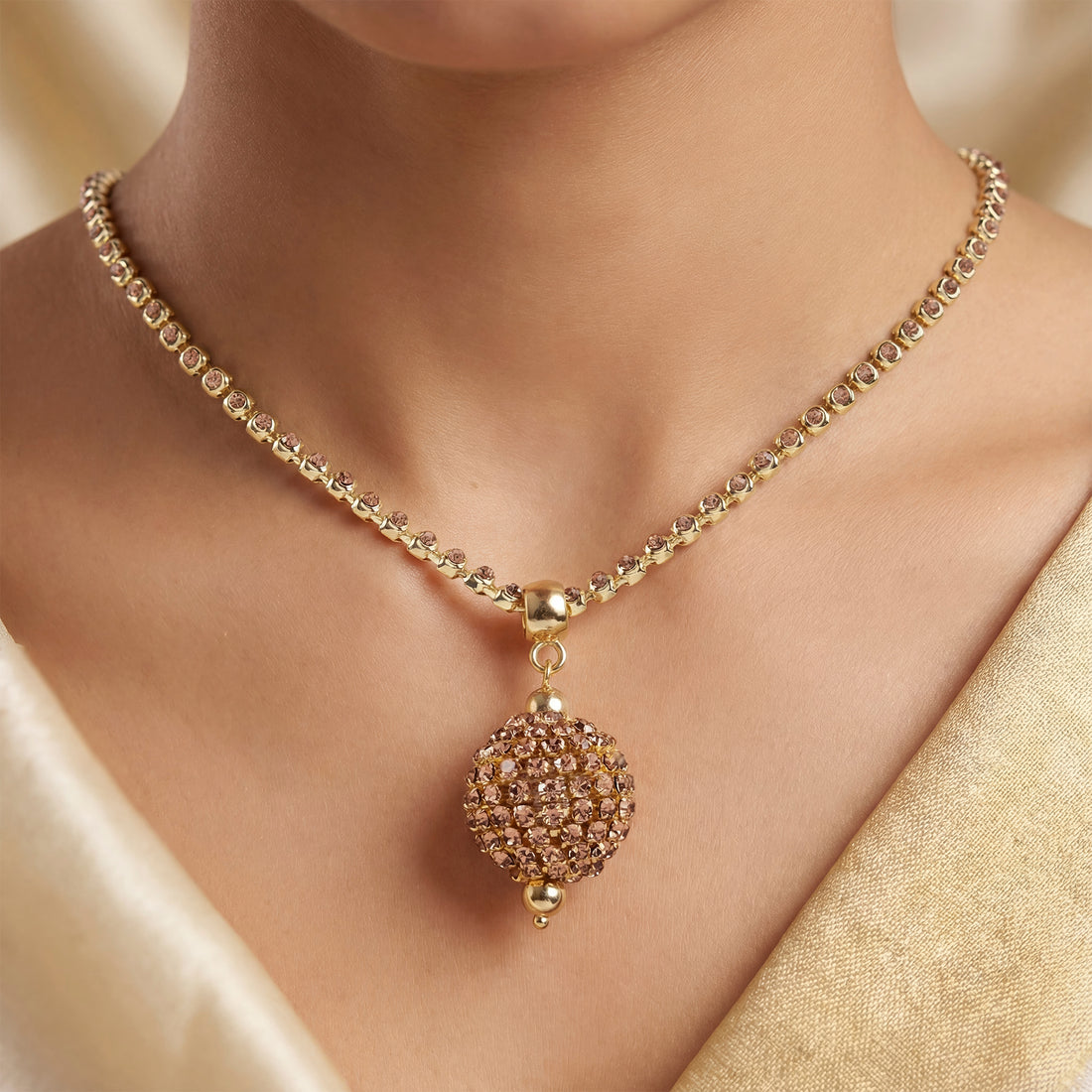 PRAO Necklace Anti-Tarnish Pendant Set With Earrings