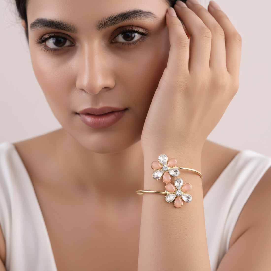 PRAO Bracelet Anti-Tarnish Openable Flower Bangle