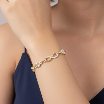 PRAO Anti-Tarnish Infinity & Crystal Chain Bracelet (Adjustable Size)