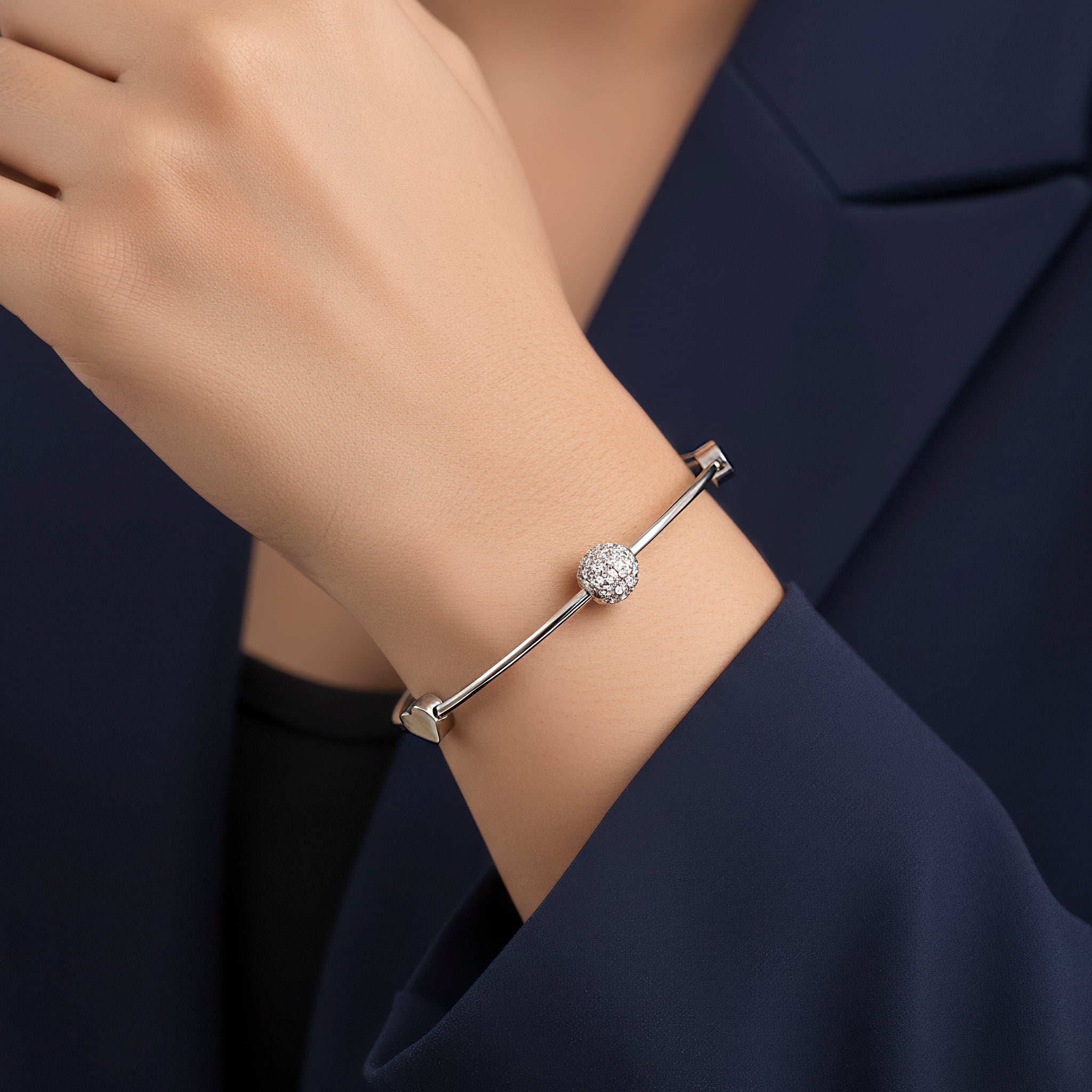 PRAO Anti-Tarnish Crystal Heart Ghungroo Bracelet