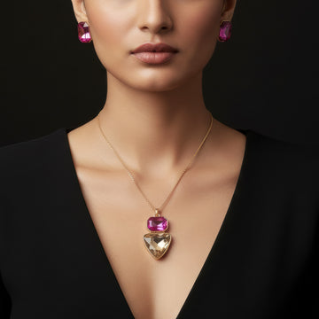 PRAO Anti-Tarnish Rectangle & Triangle Pendant Necklace
