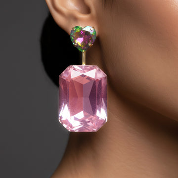 PRAO Anti-Tarnish Convertible Rainbow Heart & Crystal Earrings