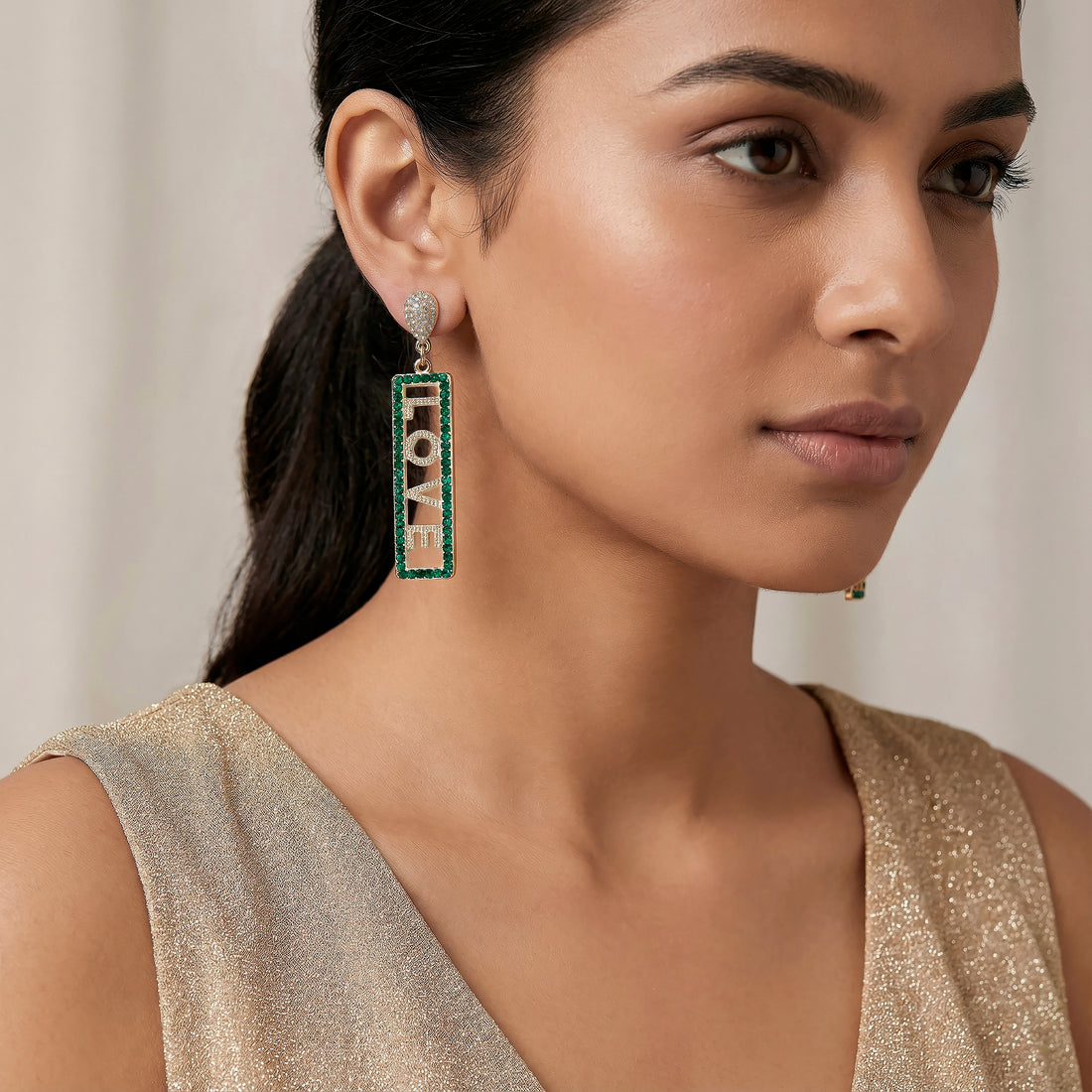 PRAO Earrings Anti-Tarnish LOVE Text Long Danglers