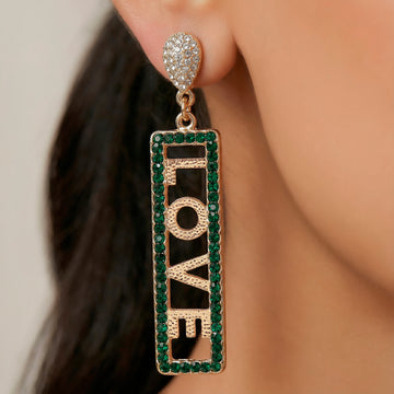 PRAO Earrings Anti-Tarnish LOVE Text Long Danglers