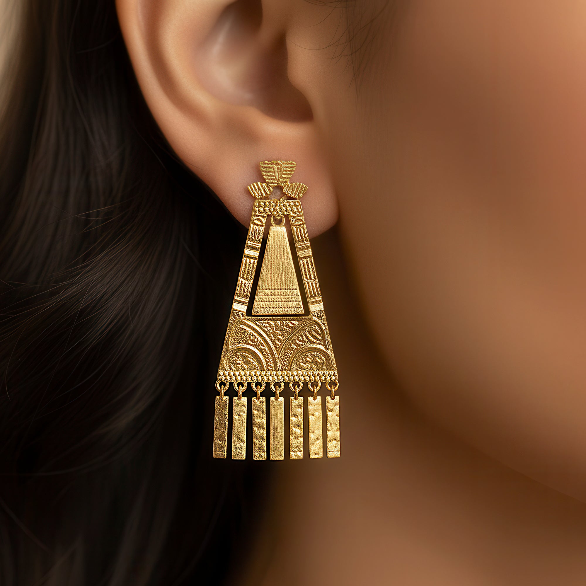 PRAO Anti-Tarnish Ethnic Long Dangles with Charms