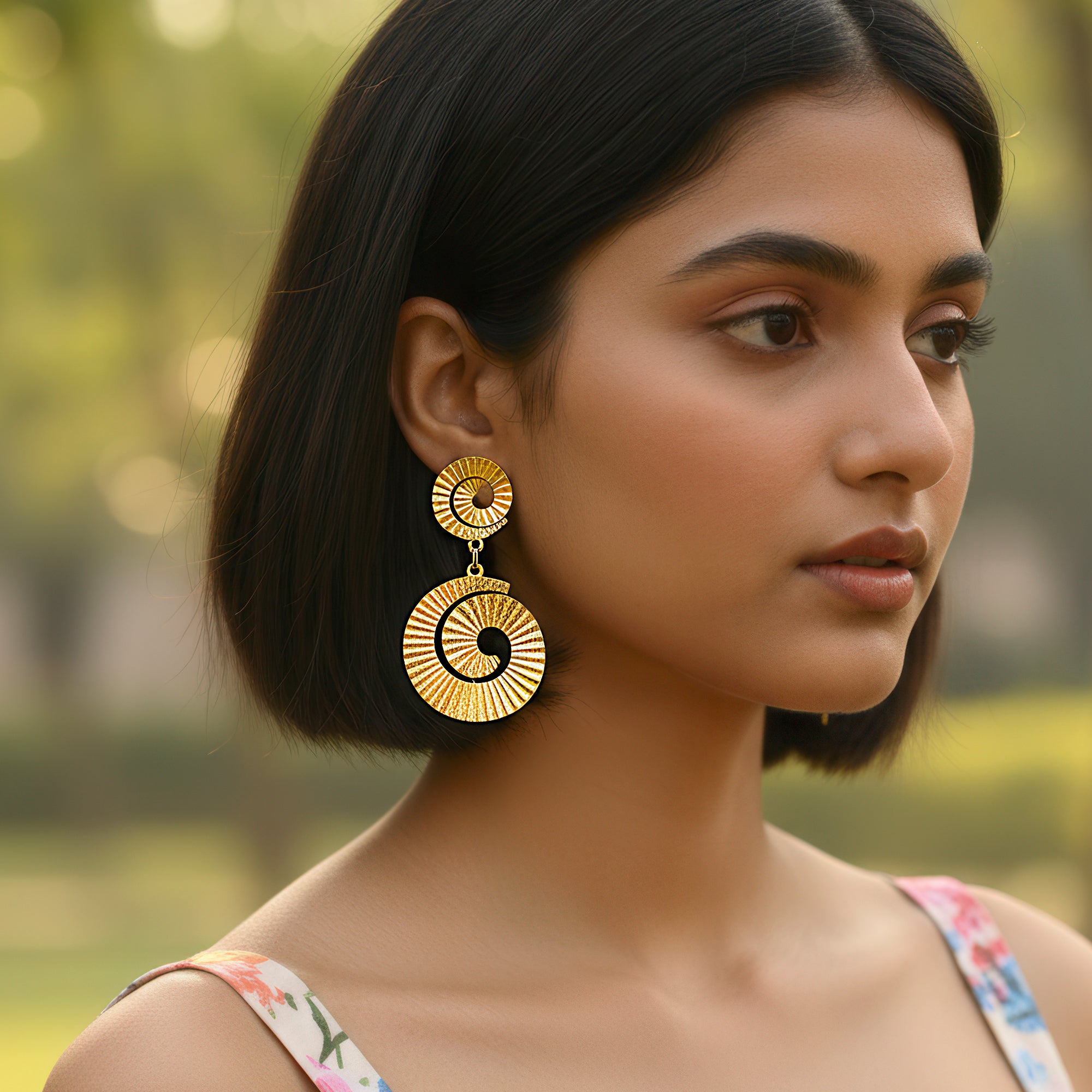 PRAO Anti-Tarnish Spiral Casting Dangle Earrings