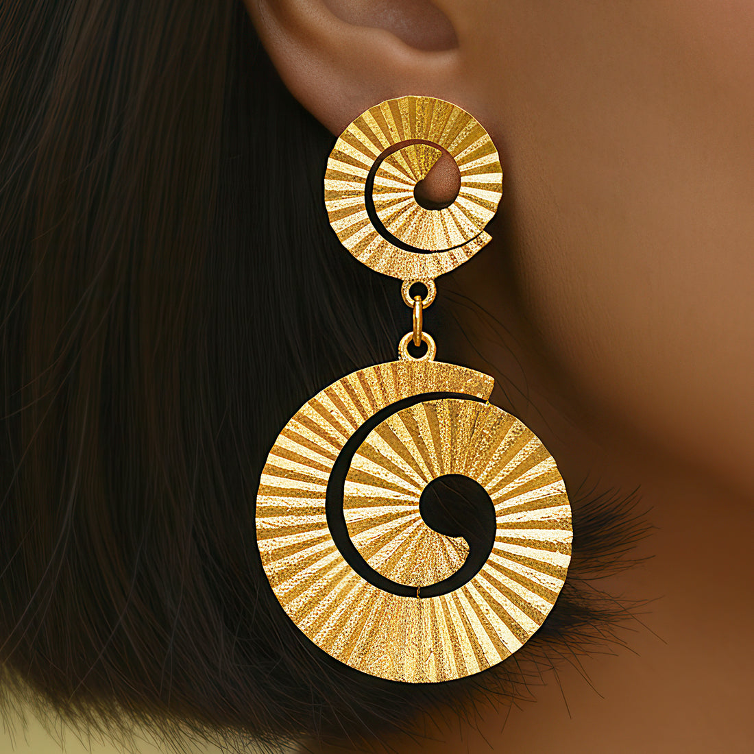 PRAO Anti-Tarnish Spiral Casting Dangle Earrings